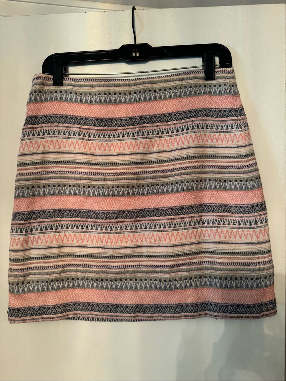LOFT Pink and Gray Striped Mini Skirt